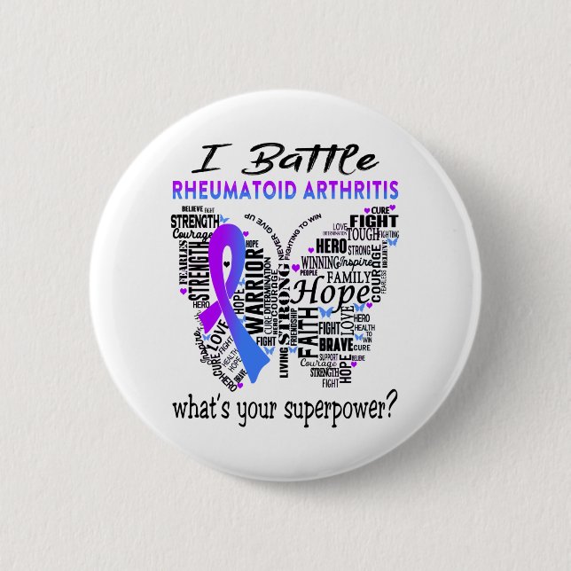 Rheumatoide Arthritis Aufklärung Monat Band Gesche Button (Vorderseite)