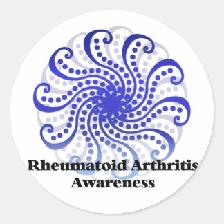 Rheumatoide Arthritis Awareness Blue Design 6 Runder Aufkleber