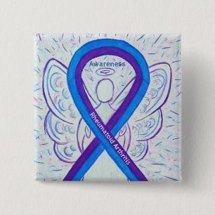 Rheumatoide Arthritis Awareness Ribbon Angel Butto Button