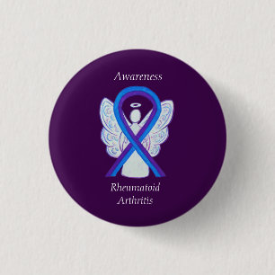 Rheumatoide Arthritis Awareness Ribbon Angel Butto Button