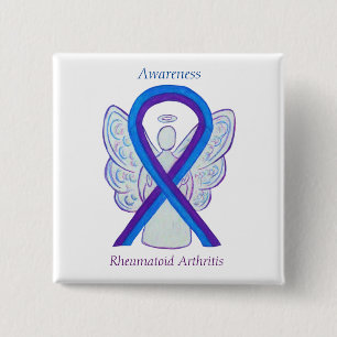 Rheumatoide Arthritis Awareness Ribbon Angel Butto Button