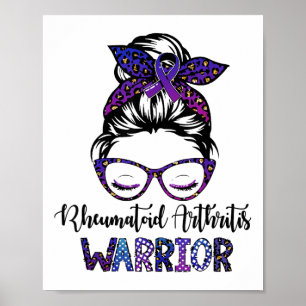 Rheumatoide Arthritis Warrior Messy Bun Ribbon Poster