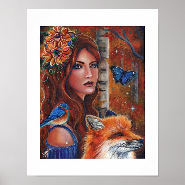 "Rhiannon" Göttin mit Vogel von Renee Lavoie Poster (Vorne)