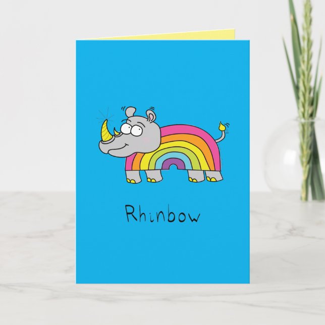 Rhinbow - Nashorn-Regenbogen-Nashorn-Gruß-Karte Karte (Vorderseite)