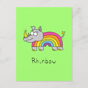 Rhinbow Rhino Rainbow Carte postale verte