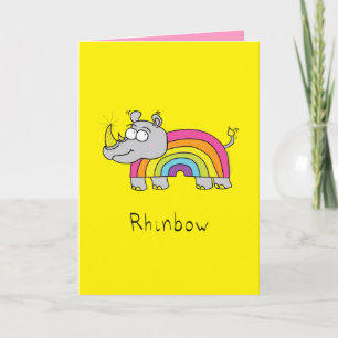 Rhinbow Rhino Rainbow Grußkarte Gelb Karte