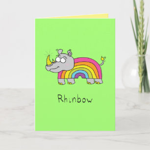Rhinbow Rhino Rainbow Grußkarte Grün Karte