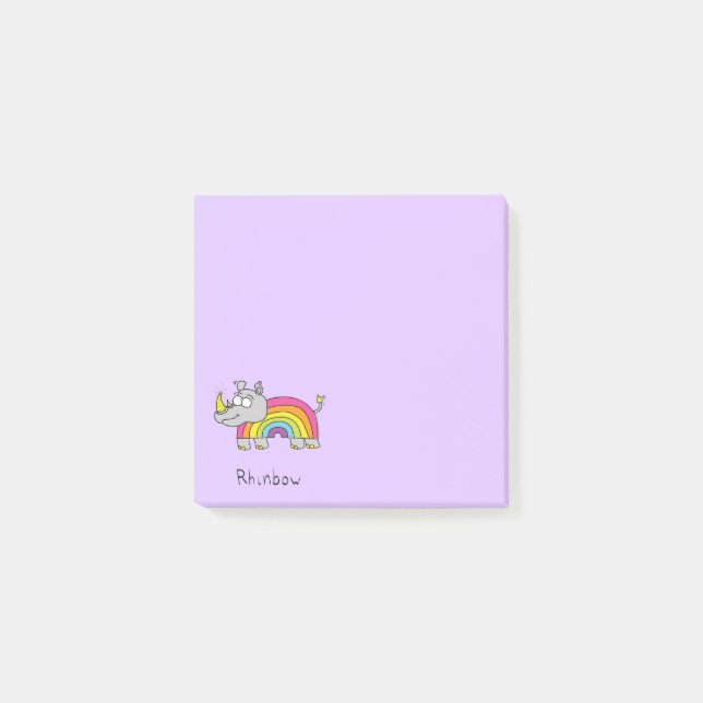 Rhinbow Rhino-Regenbogen merkt Lila Post-it Klebezettel (Vorderseite)
