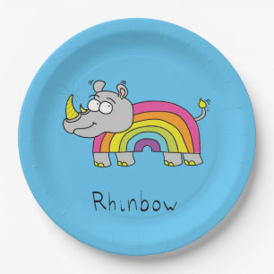 Rhinbow Rhino-Regenbogen-Papier-Teller Pappteller