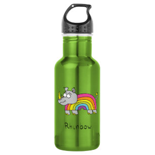 Rhinbow Rhino Regenbogen Wasser Flasche Grün Edelstahlflasche