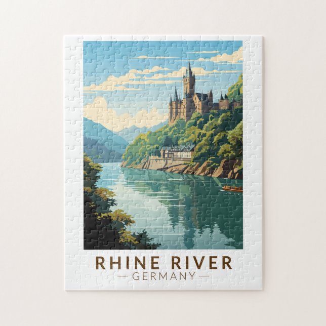 Rhine River Germany Section Travel Art Vintage (Vertikal)