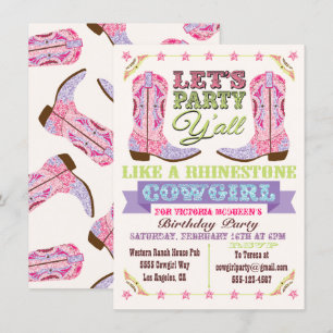 Rhinestone Cowgirl Anniversaire Invitations