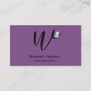 Rhinestone Diamond Logo Initial V Cartes de visite