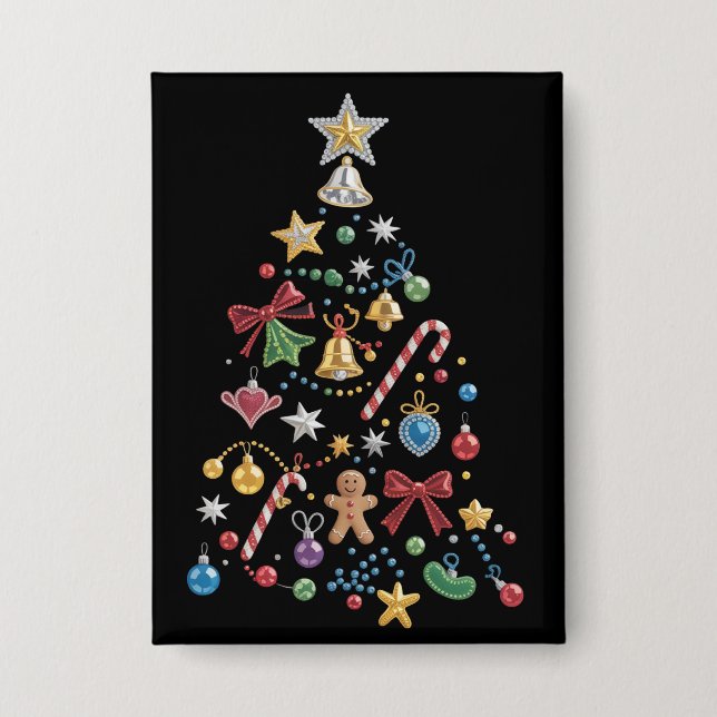 Rhinestone-Launen-Bling-Weihnachtsbaum-Feiertag Button (Vorderseite)
