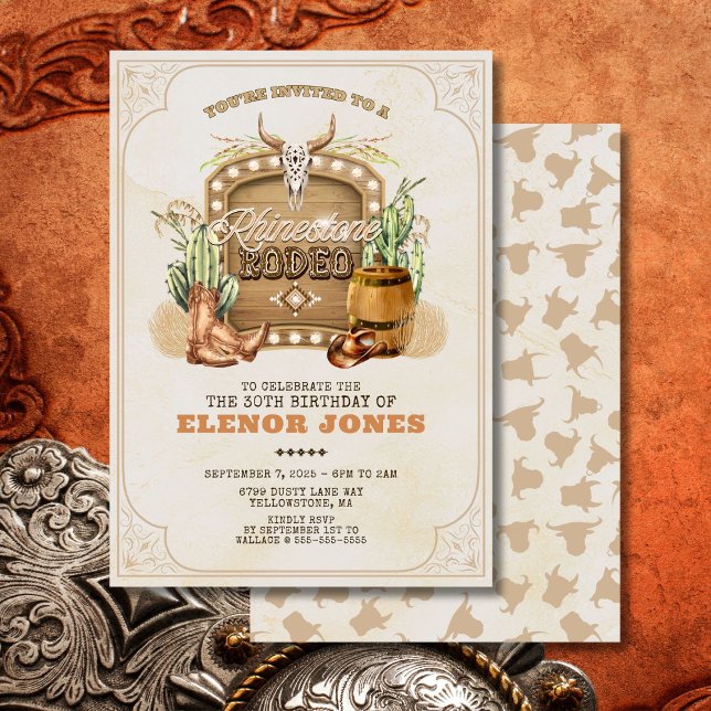 Rhinestone Rodeo Anniversaire Invitation (Western Theme Birthday Invitation)
