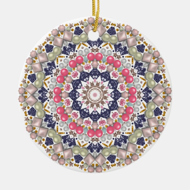 Rhinestone, Sequenzen, Konfetti Keramik Ornament (Vorne)