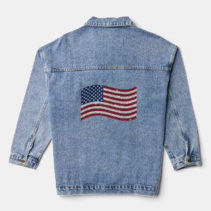 Rhinestone-US-Flag-Illustration – Patriotisch Jeansjacke