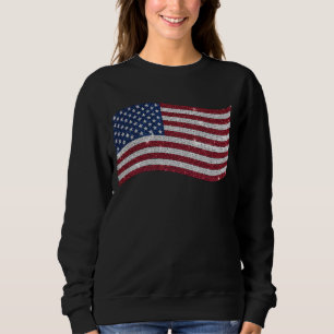 Rhinestone-US-Flag-Illustration – Patriotisch Sweatshirt