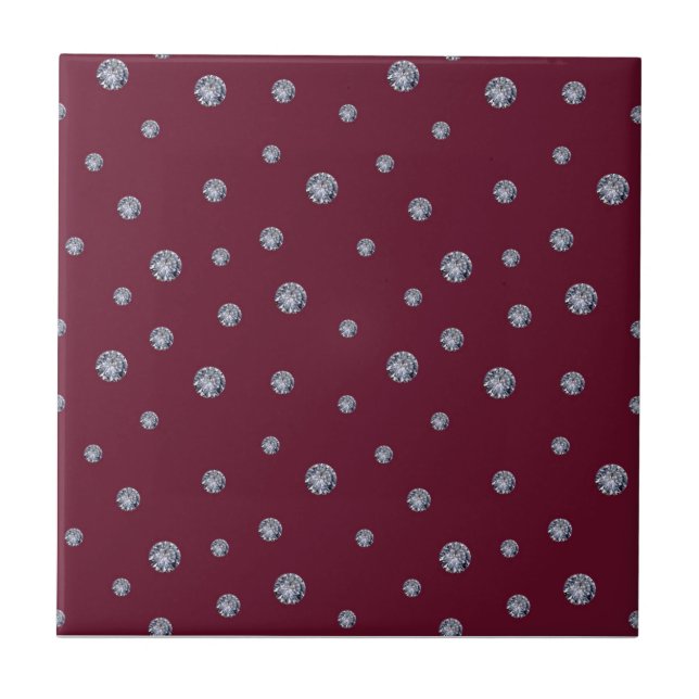 Rhinestones auf dunkelrot fliese (Vorderseite)