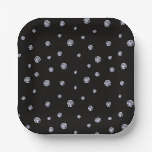 Rhinestones auf schwarz pappteller