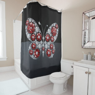Rhinestones - Jewels Diamonds Butterfly Duschvorhang