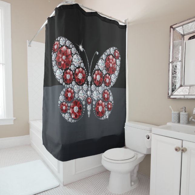 Rhinestones - Jewels Diamonds Butterfly Duschvorhang (Beispiel)