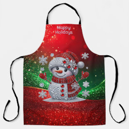 Rhinestones Snowman Holiday Apron Schürze