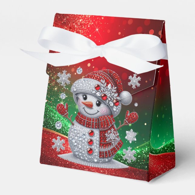 Rhinestones Snowman Holiday Favor Box Geschenkschachtel (Vorderseite)