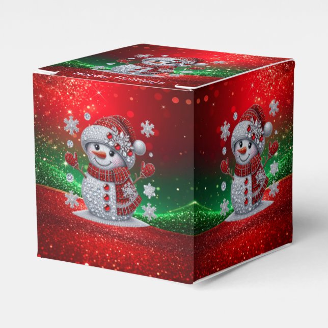 Rhinestones Snowman Holiday Favor Box Geschenkschachtel (Vorderseite)