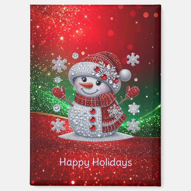 Rhinestones Snowman Holiday Magnet (Vorderseite)