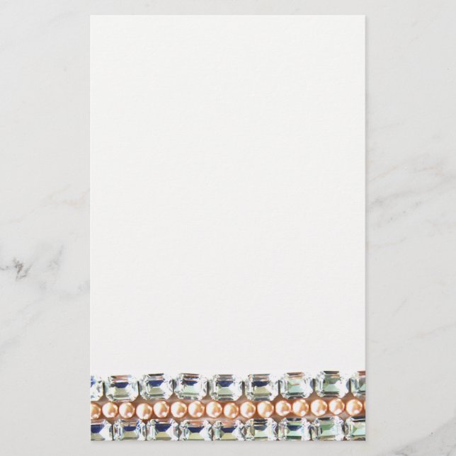 Rhinestones und Perlen - Vintager Schmuck Briefpapier (Vorderseite)