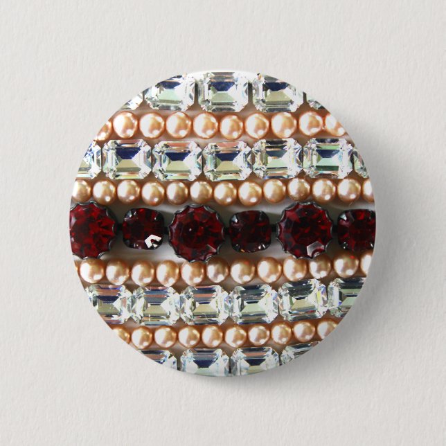 Rhinestones und Perlen - Vintager Schmuck Button (Vorderseite)