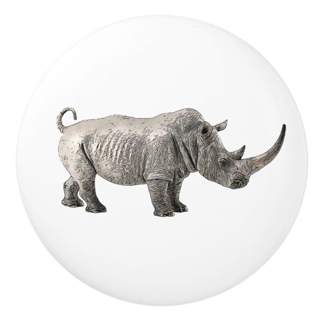 Rhino African Animal Jungle Drawer Keramikknauf (Vorderseite)