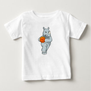 Rhino als Basketballspieler mit Basketball Baby T-shirt