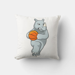 Rhino als Basketballspieler mit Basketball Kissen