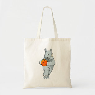 Rhino als Basketballspieler mit Basketball Tragetasche