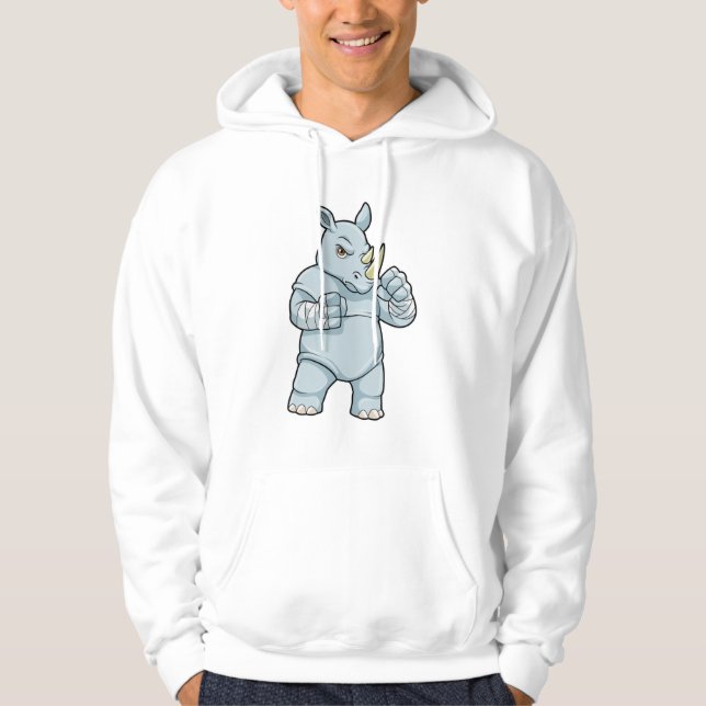 Rhino als Boxer beim Boxen Hoodie (Vorderseite)