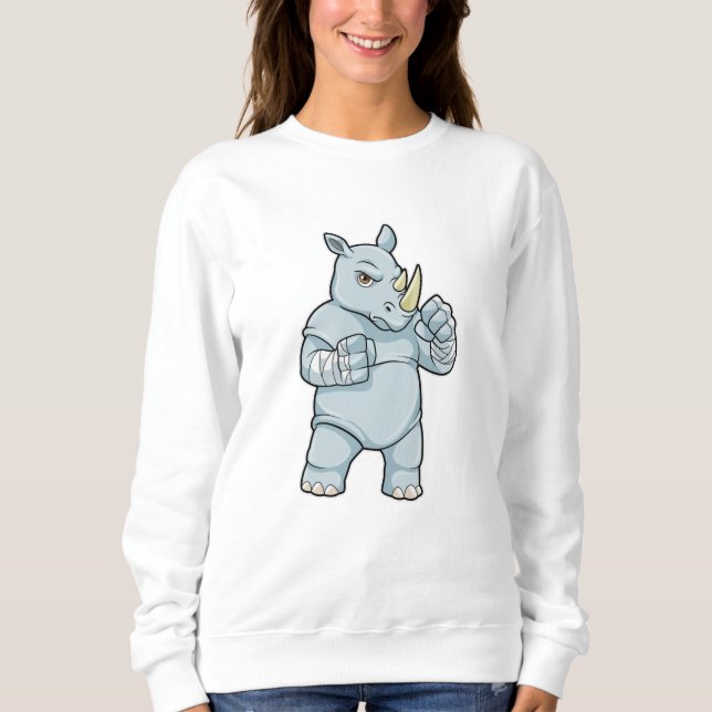 Rhino als Boxer beim Boxen Sweatshirt (Vorderseite)
