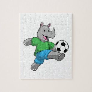 Rhino als Fußballspieler mit Fußball