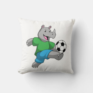 Rhino als Fußballspieler mit Fußball Kissen