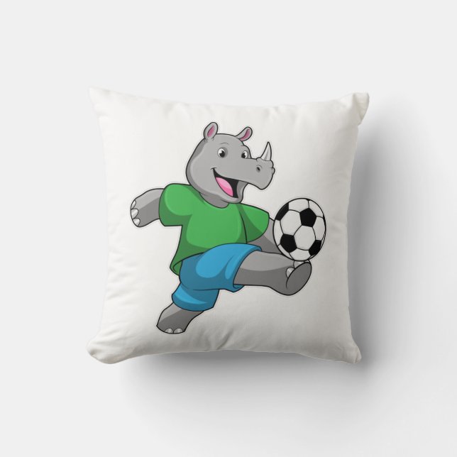 Rhino als Fußballspieler mit Fußball Kissen (Vorderseite)