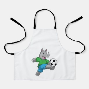 Rhino als Fußballspieler mit Fußball Schürze