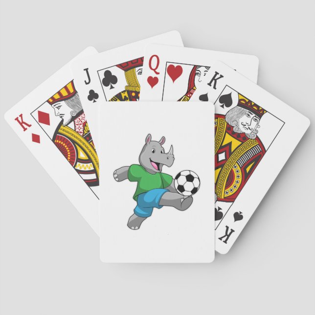 Rhino als Fußballspieler mit Fußball Spielkarten (Rückseite)