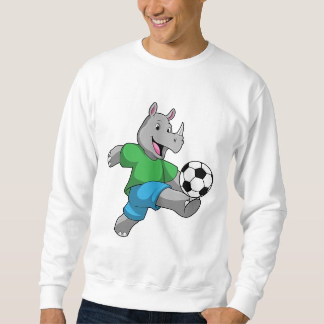 Rhino als Fußballspieler mit Fußball Sweatshirt (Vorderseite)
