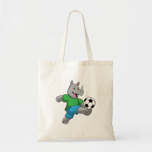 Rhino als Fußballspieler mit Fußball Tragetasche