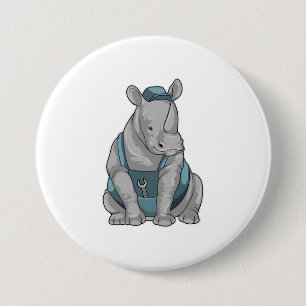 Rhino als Handwerker mit Französisch Button