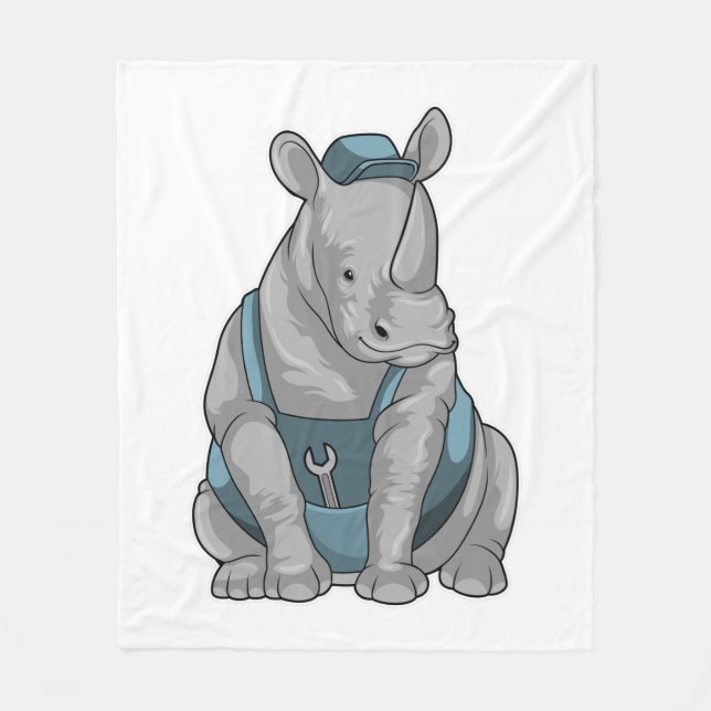 Rhino als Handwerker mit Französisch Fleecedecke (Vorderseite)