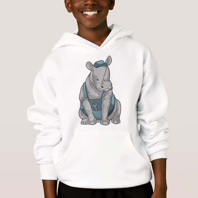 Rhino als Handwerker mit Französisch Hoodie (Vorderseite)