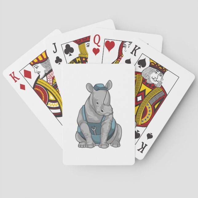 Rhino als Handwerker mit Französisch Spielkarten (Rückseite)