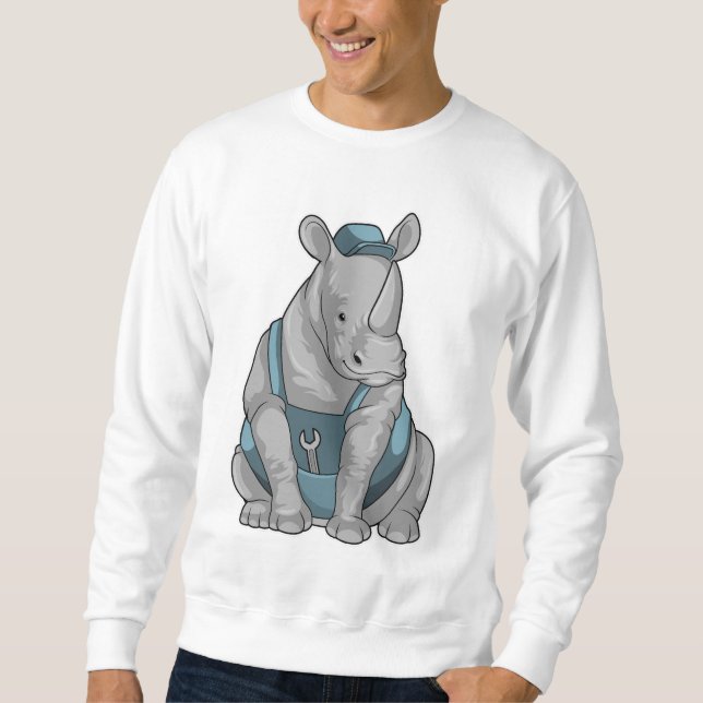 Rhino als Handwerker mit Französisch Sweatshirt (Vorderseite)